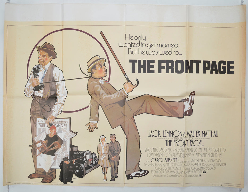 The Front Page  Original Quad Poster - Film Poster - Movie Poster