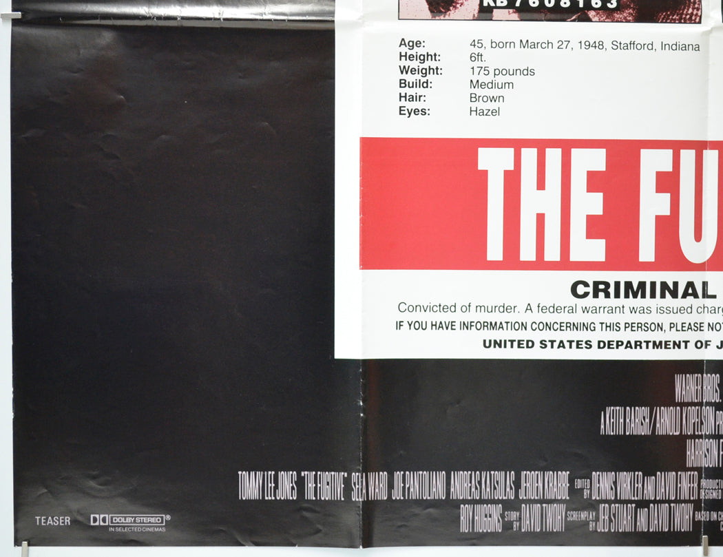 THE FUGITIVE (Bottom Left) Cinema Quad Movie Poster 