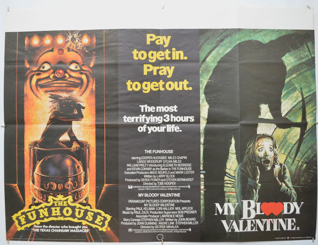 The Funhouse / My Bloody Valentine (Double Bill) Original Quad Poster - Film Poster - Movie Poster