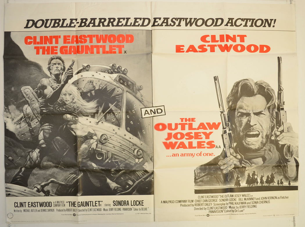 The Gauntlet / The Outlaw Josey Wales   Original British Quad Poster - Film Poster - Movie Poster 