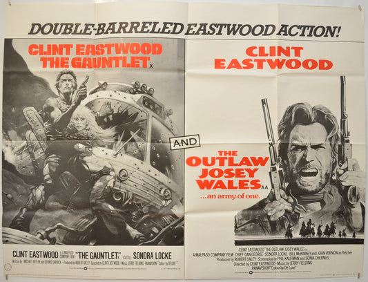 The Gauntlet / The Outlaw Josey Wales (Double Bill) Original Quad Poster - Film Poster - Movie Poster