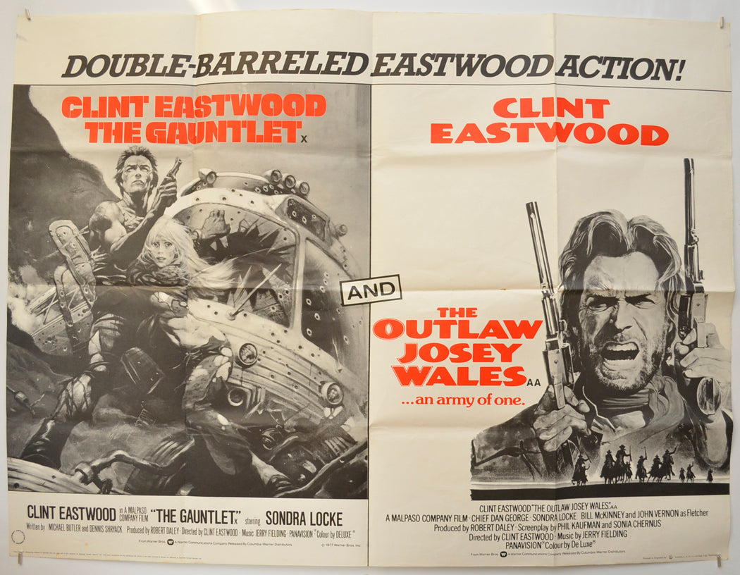 The Gauntlet / The Outlaw Josey Wales (Double Bill) Original Quad Poster - Film Poster - Movie Poster