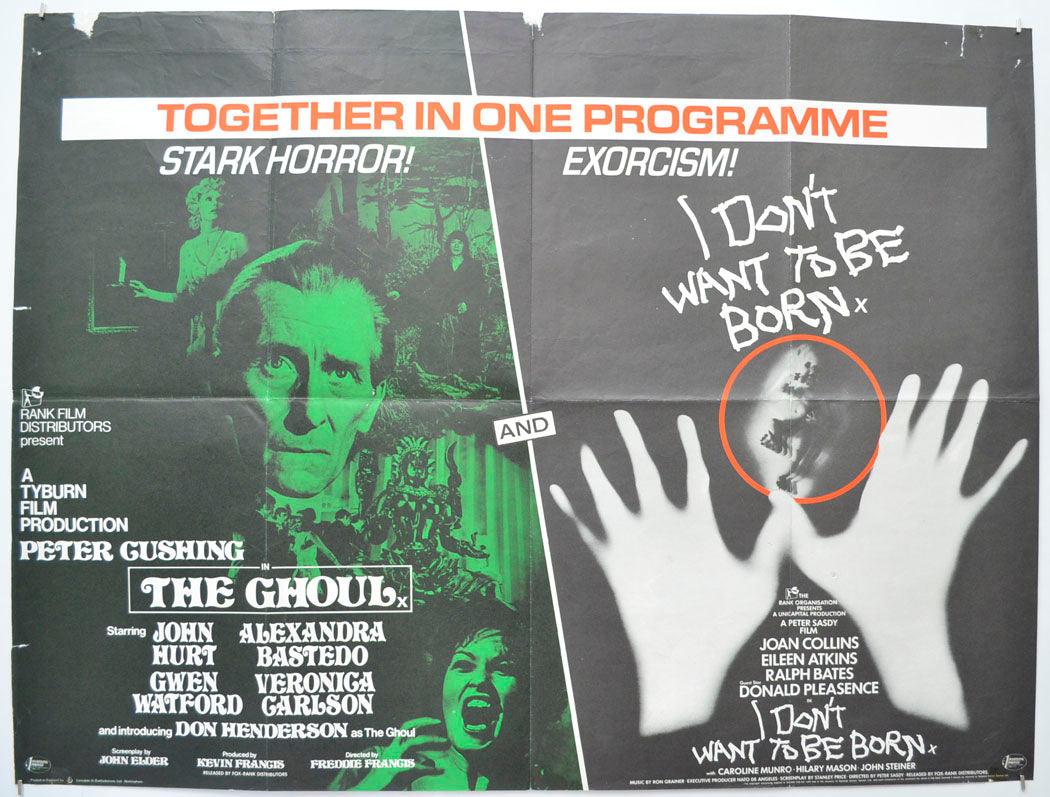 The Ghoul / I Don’t Want To Be Born (The Monster) (Double Bill) Original Quad Poster - Film Poster - Movie Poster