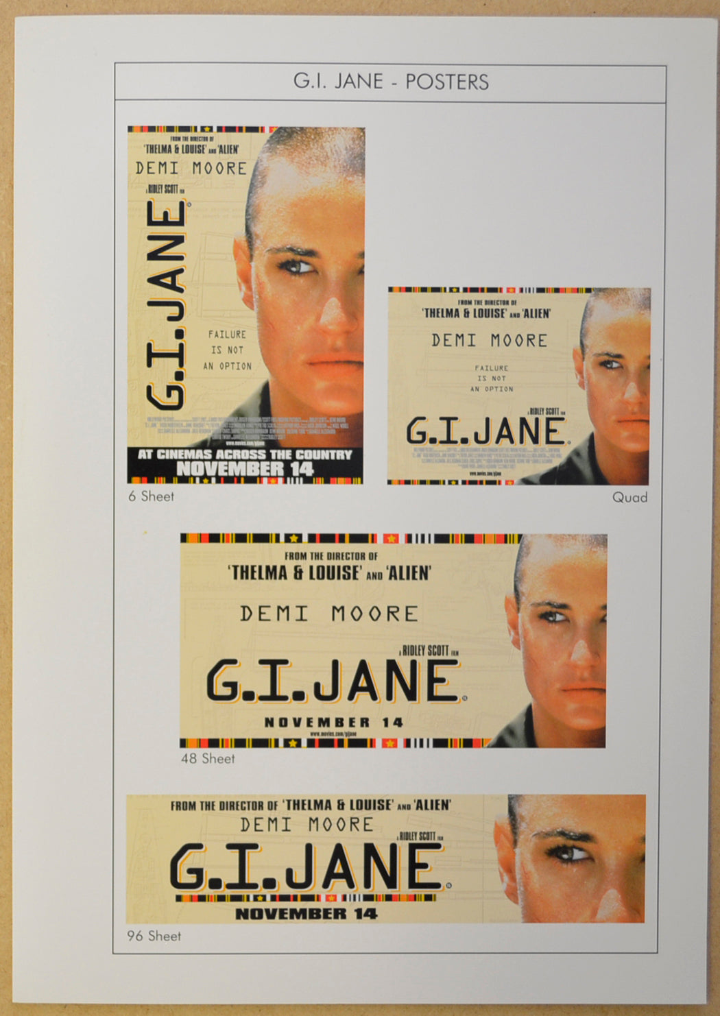 G.I. JANE Original Cinema Press Kit – Posters 