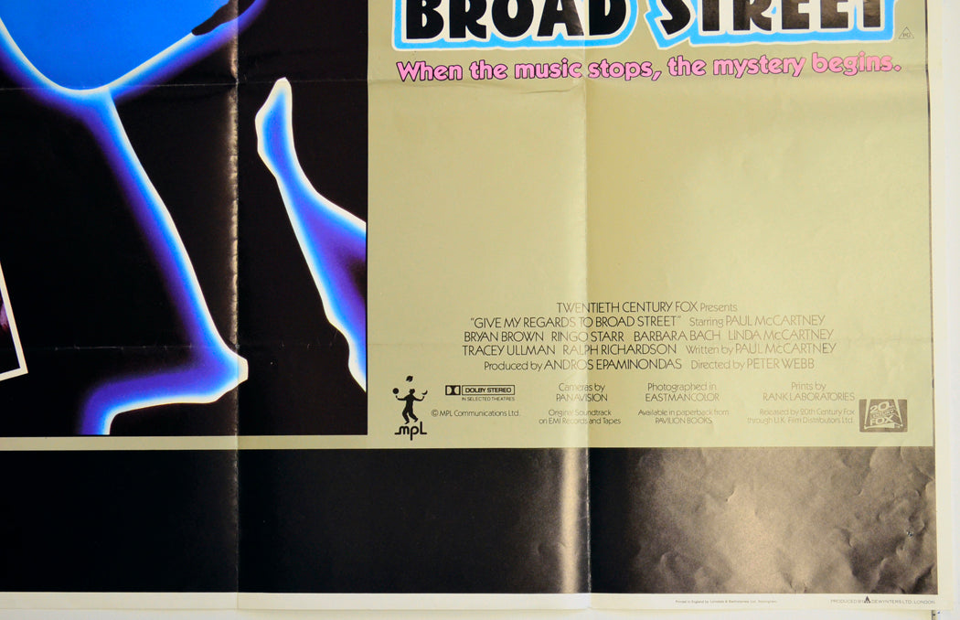 GIVE MY REGARDS TO BROAD STREET (Bottom Right) Cinema Quad Movie Poster 