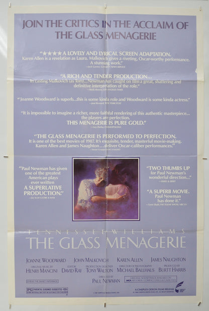 The Glass Menagerie (Reviews Version)  Original One Sheet Poster - Film Poster - Movie Poster