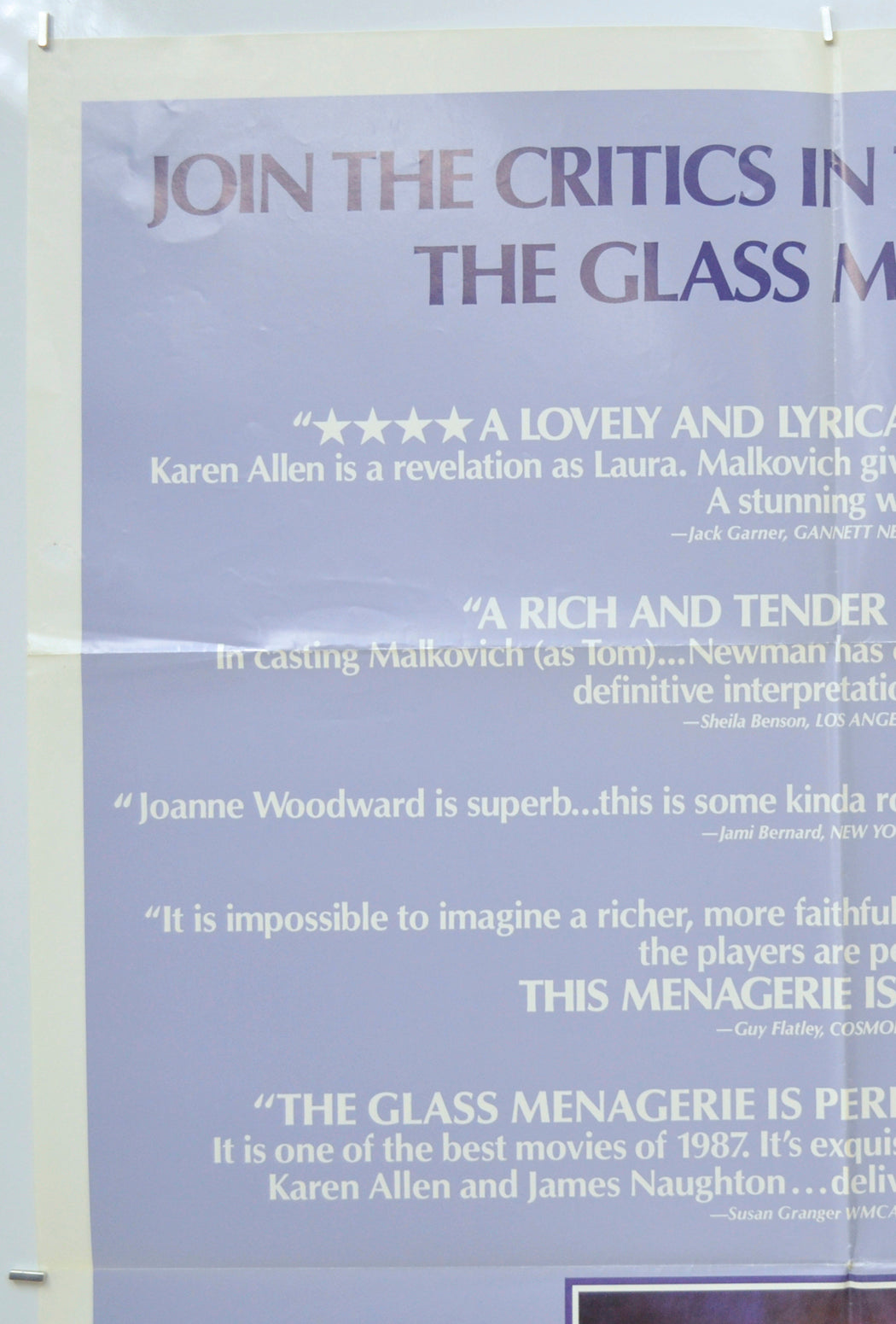 THE GLASS MENAGERIE (Top Left) Cinema One Sheet Movie Poster 