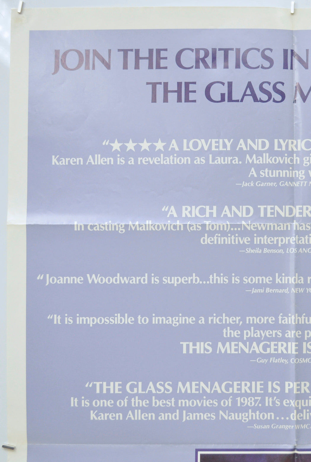 THE GLASS MENAGERIE (Top Left) Cinema One Sheet Movie Poster 