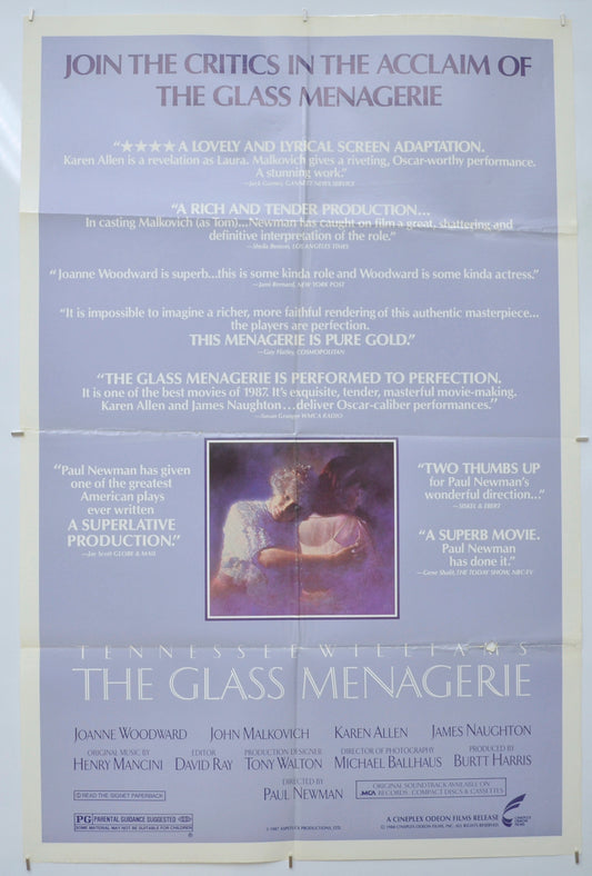 The Glass Menagerie (Reviews Version)  Original One Sheet Poster - Film Poster - Movie Poster