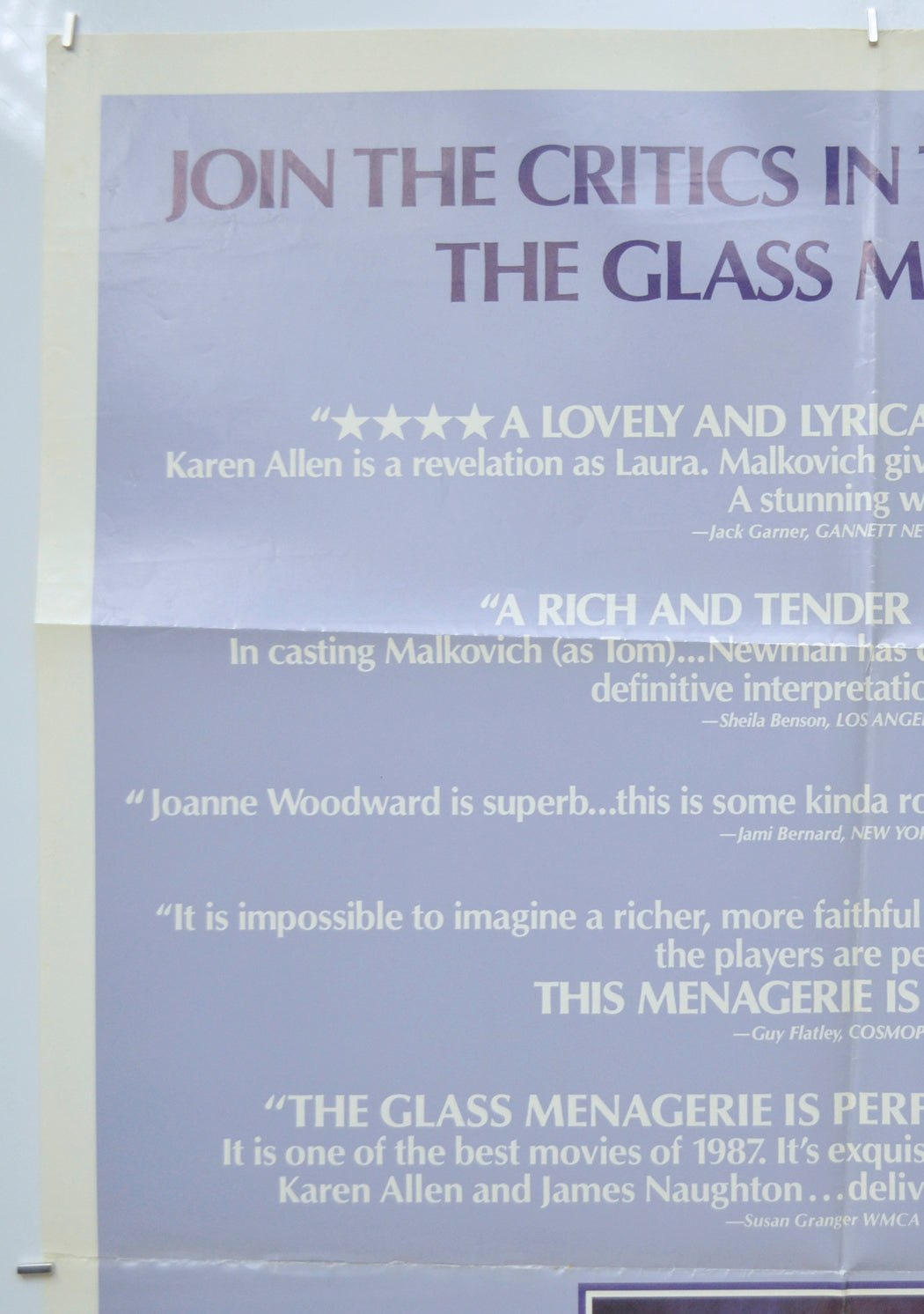 THE GLASS MENAGERIE (Top Left) Cinema One Sheet Movie Poster 