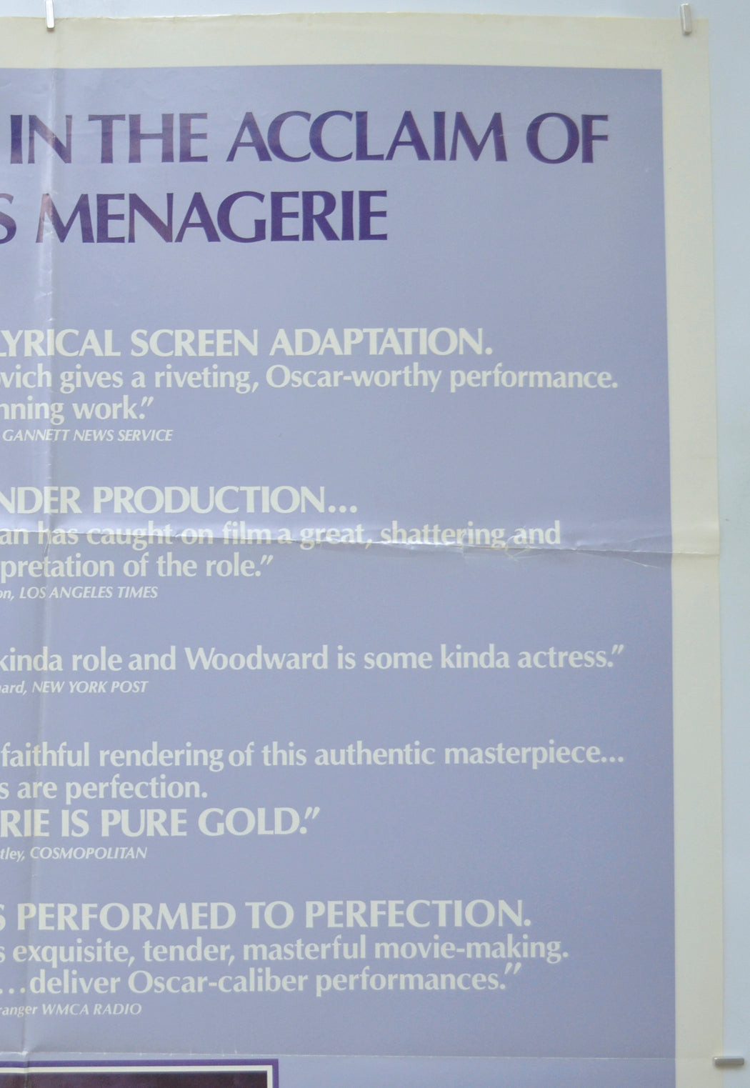 THE GLASS MENAGERIE (Top Right) Cinema One Sheet Movie Poster 