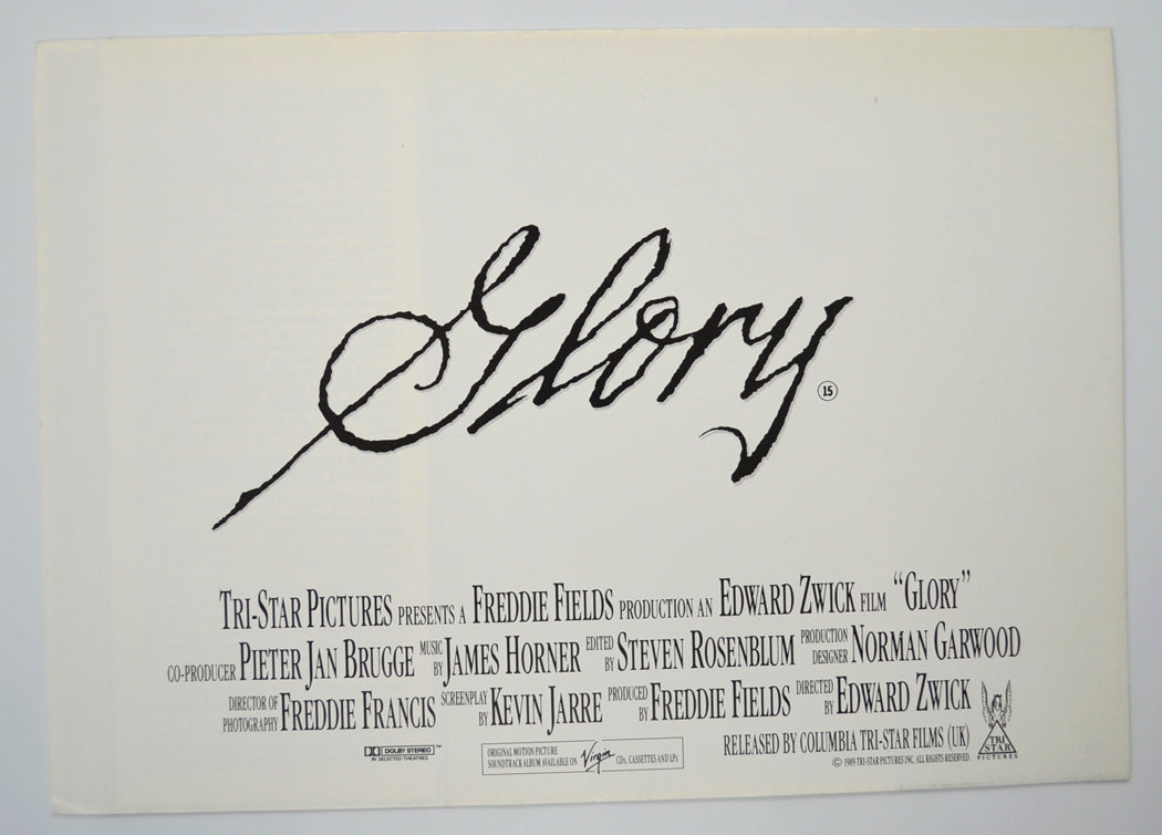 Glory Original 6 Page Cinema Exhibitors Campaign Pressbook (UK)