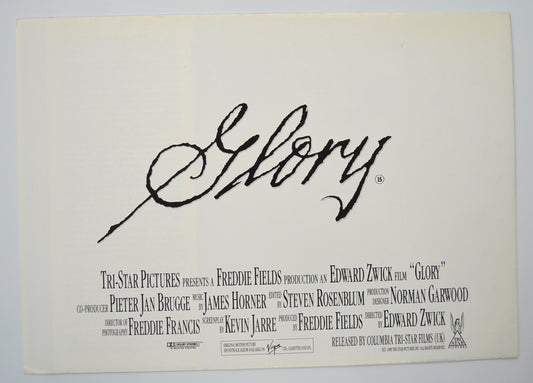 Glory Original 6 Page Cinema Exhibitors Campaign Pressbook (UK)