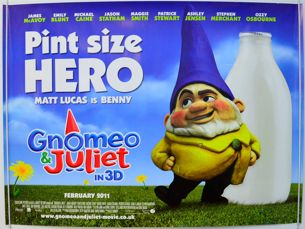 Gnomeo And Juliet  (Benny Version)   Original British Quad Poster - Film Poster - Movie Poster 