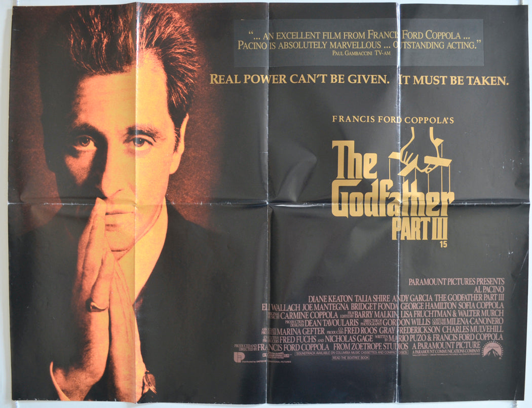 The Godfather Part III  Original British Quad Poster - Film Poster - Movie Poster 