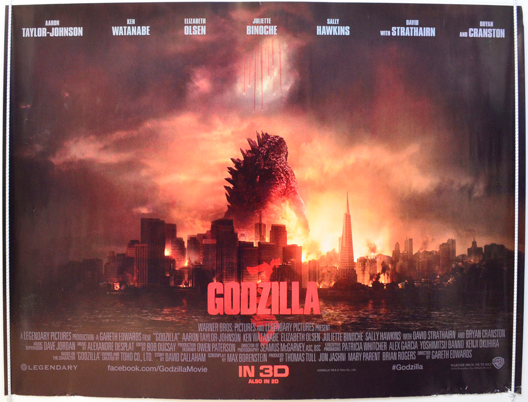 Godzilla  (Teaser / Advance Version)   Original British Quad Poster - Film Poster - Movie Poster 