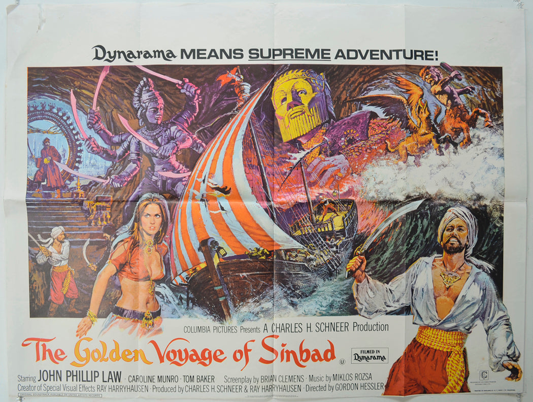 The Golden Voyage Of Sinbad   Original Quad Poster - Film Poster - Movie Poster 