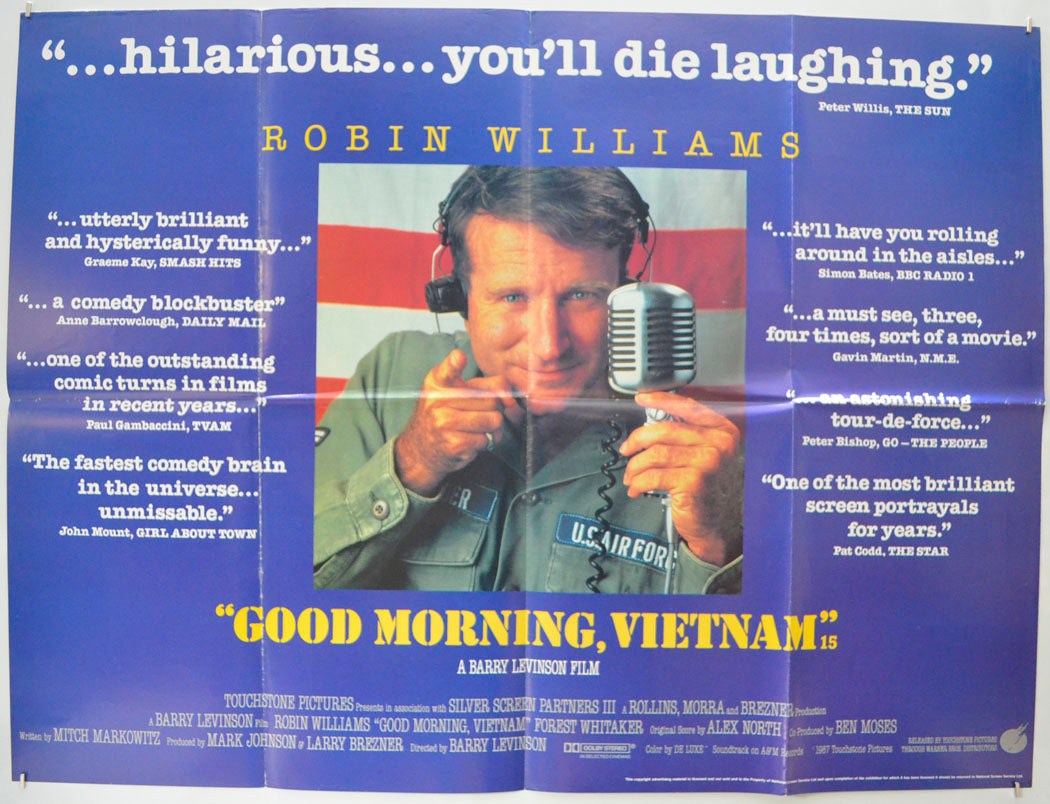 Good Morning Vietnam (Reviews Version) Original Quad Poster - Film Poster - Movie Poster