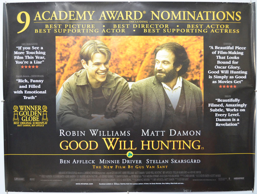 Good Will Hunting (Golden Globes Version)  Original Quad Poster - Film Poster - Movie Poster