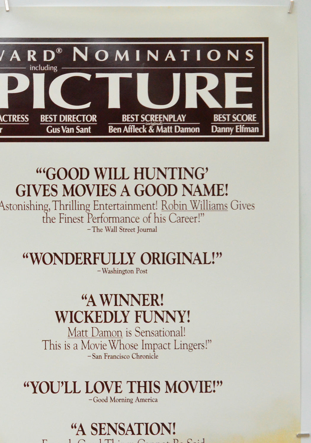 Good Will Hunting (Top Right) Cinema One Sheet Movie Poster 