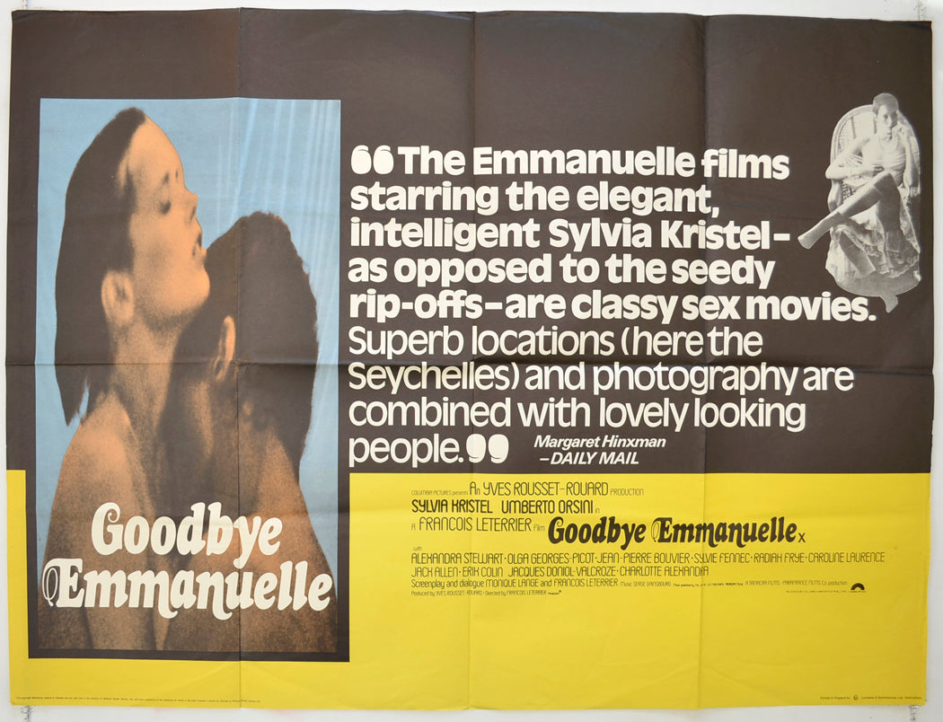 Goodbye Emmanuelle Original Quad Poster - Film Poster - Movie Poster  