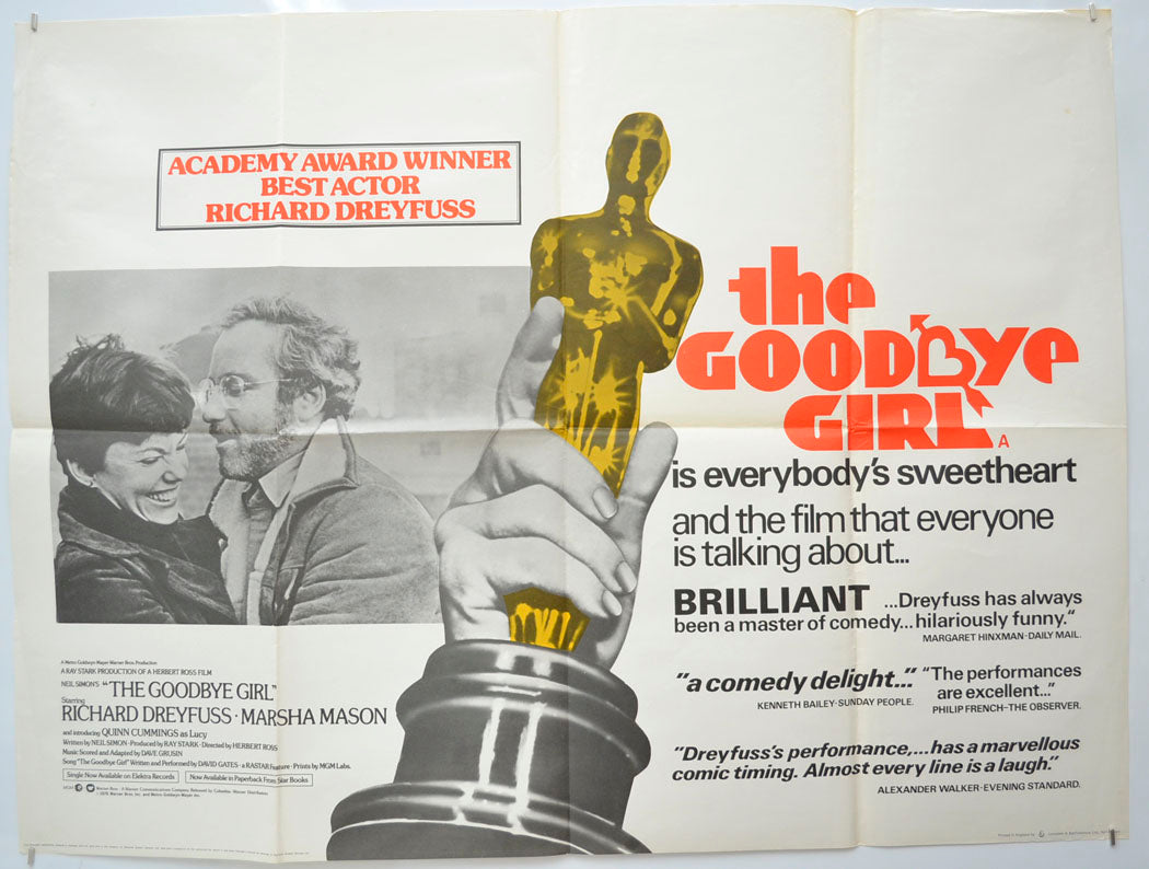 The Goodbye Girl (Oscars Version) Original Quad Poster - Film Poster - Movie Poster