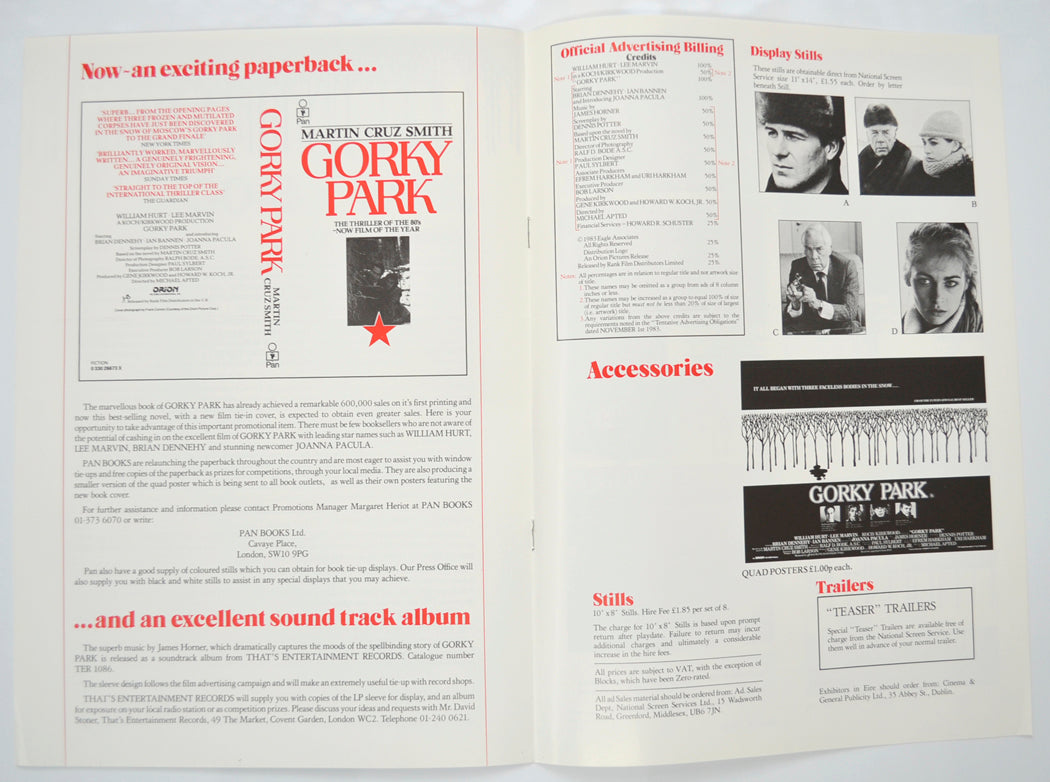 GORKY PARK Cinema Exhibitors Campaign Pressbook - INSIDE 