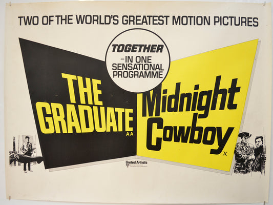 The Graduate / Midnight Cowboy  (Double Bill)   Original Quad Poster - Film Poster - Movie Poster