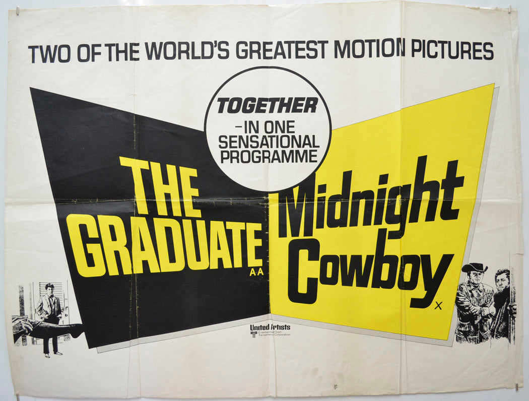 The Graduate / Midnight Cowboy (Double Bill) Original Quad Poster - Film Poster - Movie Poster