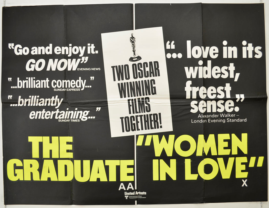 The Graduate / Women In Love  (Double Bill)  Original Quad Poster - Film Poster - Movie Poster 