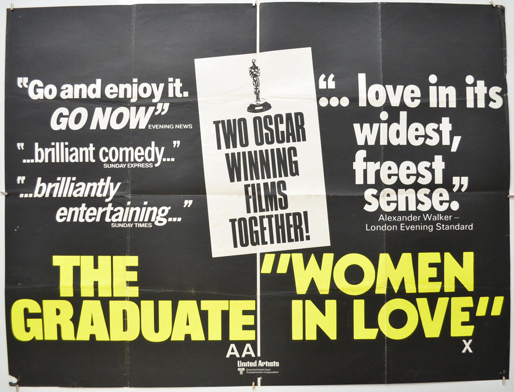 The Graduate / Women In Love (Double Bill)  Original Quad Poster - Film Poster - Movie Poster