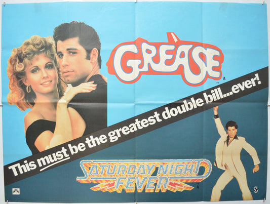 Grease / Saturday Night Fever (Double Bill)  Original Quad Poster - Film Poster - Movie Poster