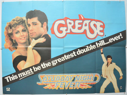 Grease / Saturday Night Fever (Double Bill)  Original Quad Poster - Film Poster - Movie Poster