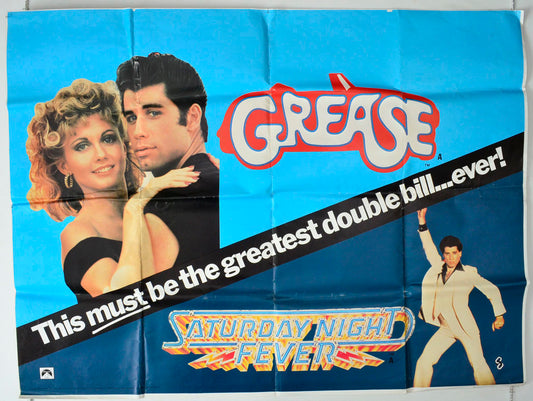 Grease / Saturday Night Fever  (Double Bill)   Original British Quad Poster - Movie Poster