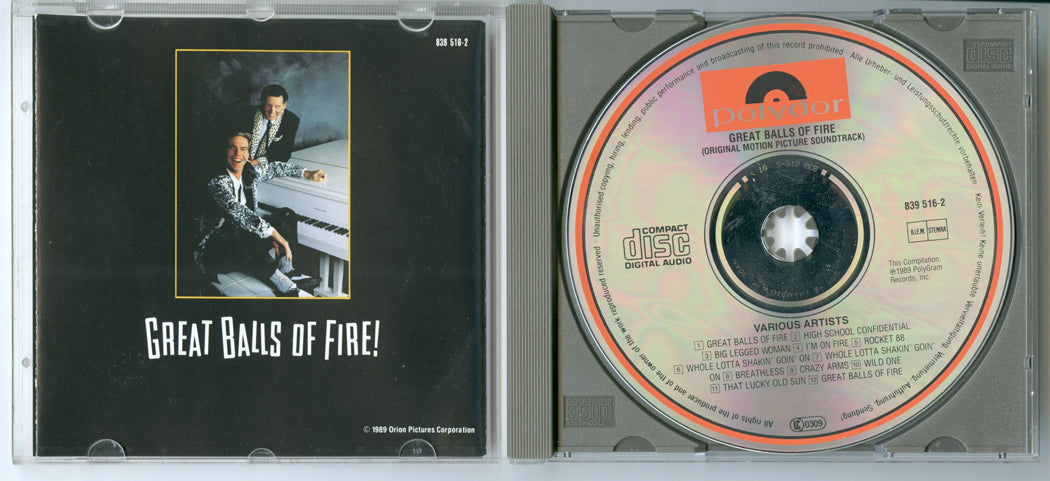 GREAT BALLS OF FIRE Original CD Soundtrack (Inside) 