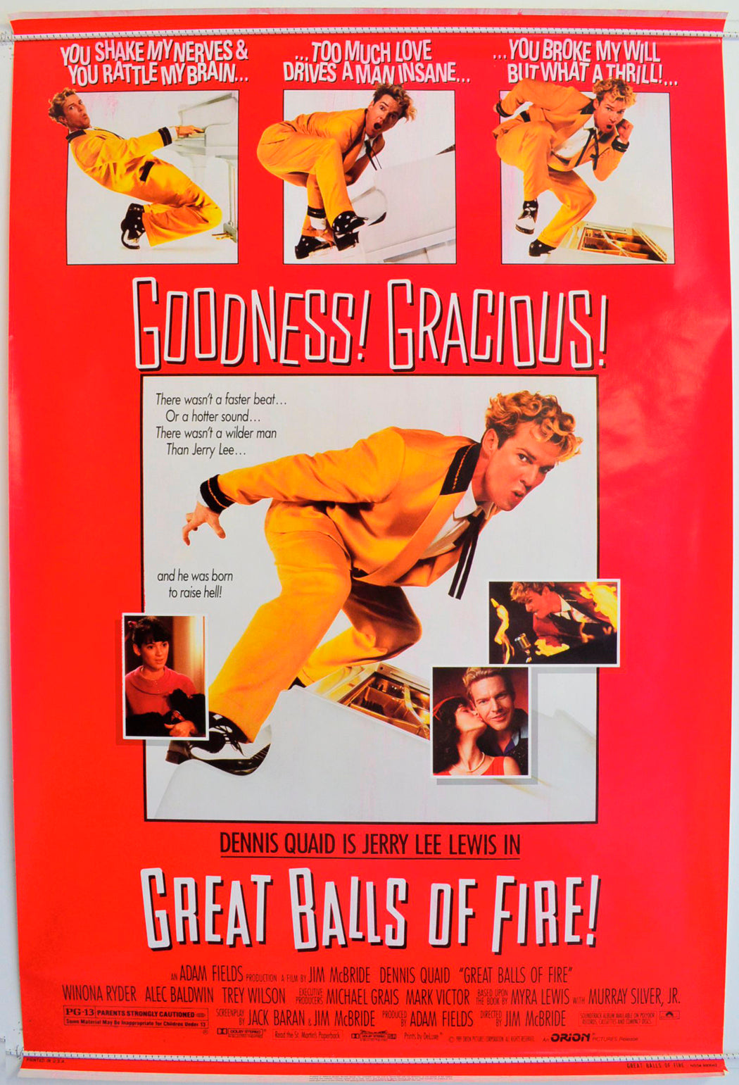 Great Balls Of Fire Original One Sheet Poster - Film Poster - Movie Poster 