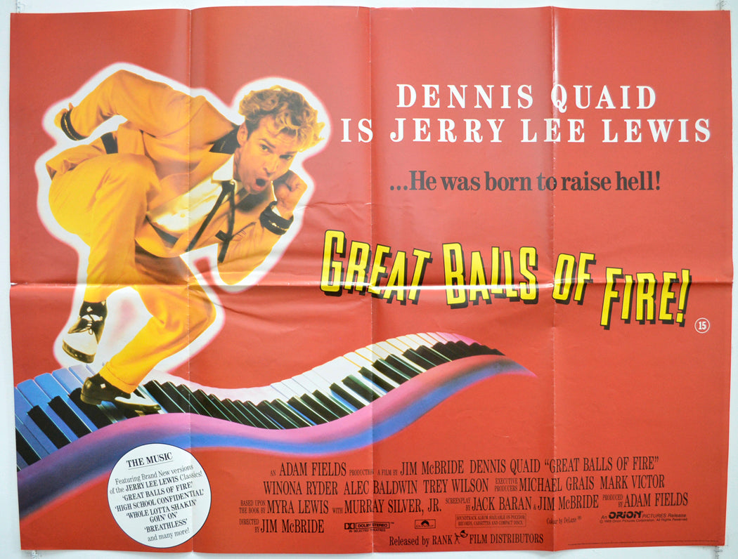 Great Balls Of Fire  Original British Quad Poster - Film Poster - Movie Poster 