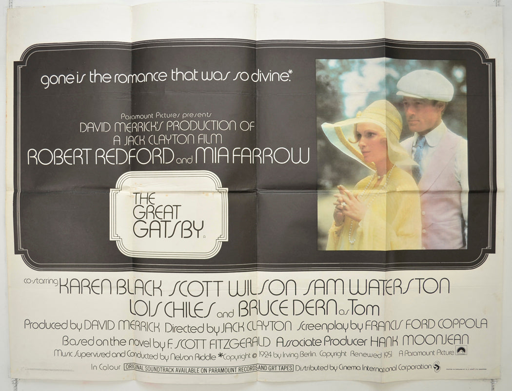 The Great Gatsby Original Quad Poster - Film Poster - Movie Poster  