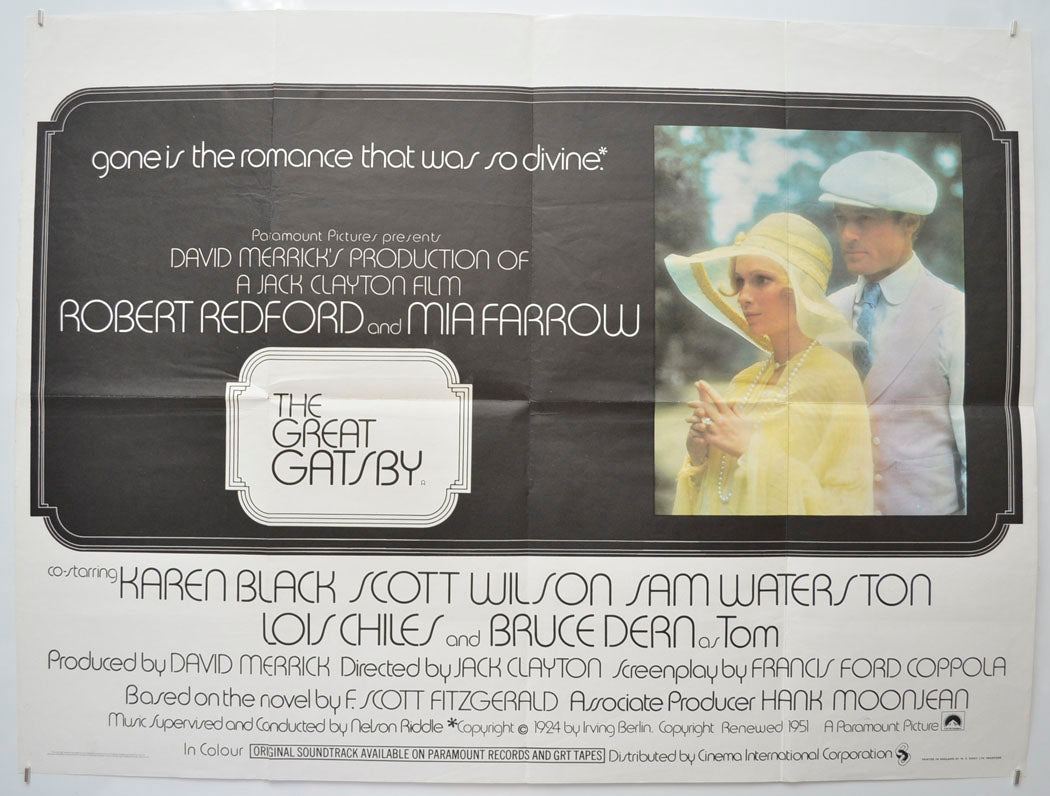 The Great Gatsby Original Quad Poster - Film Poster - Movie Poster