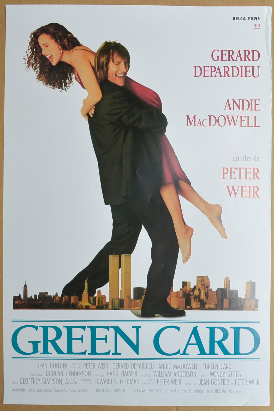 Green Card  Original Belgian Poster - Film Poster - Movie Poster