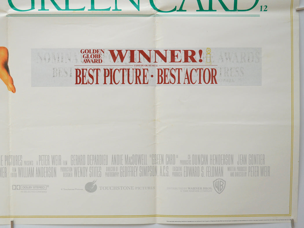 GREEN CARD (Bottom Right) Cinema Quad Movie Poster 