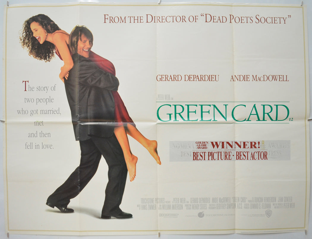 Green Card Original Quad Poster - Film Poster - Movie Poster