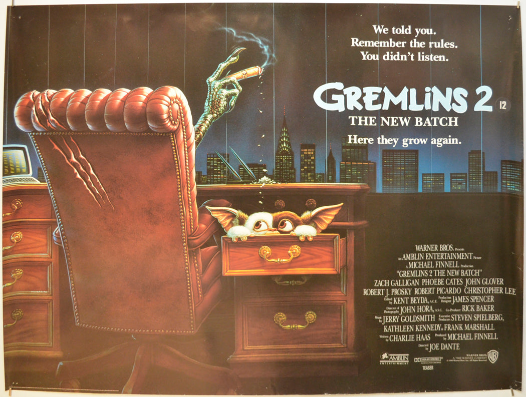 Gremlins 2 - The New Batch Original Quad Poster - Film Poster - Movie Poster