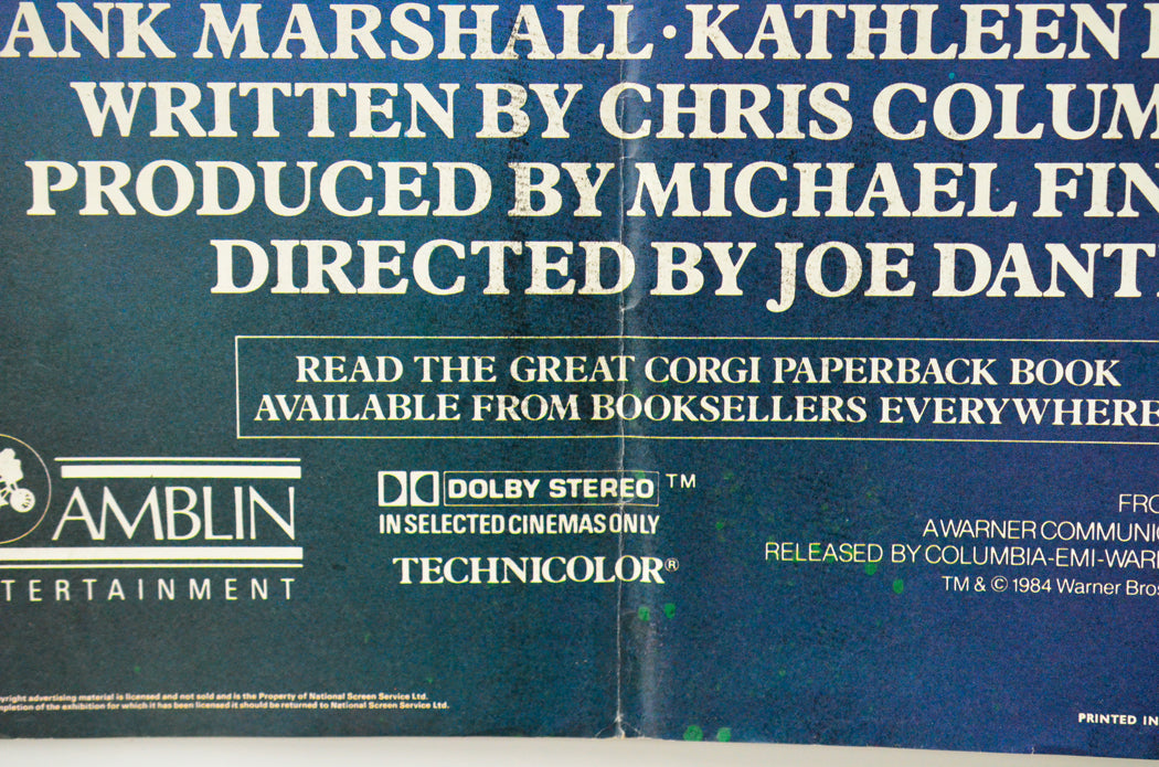 Gremlins (Print Error Patch) Cinema Quad Movie Poster 