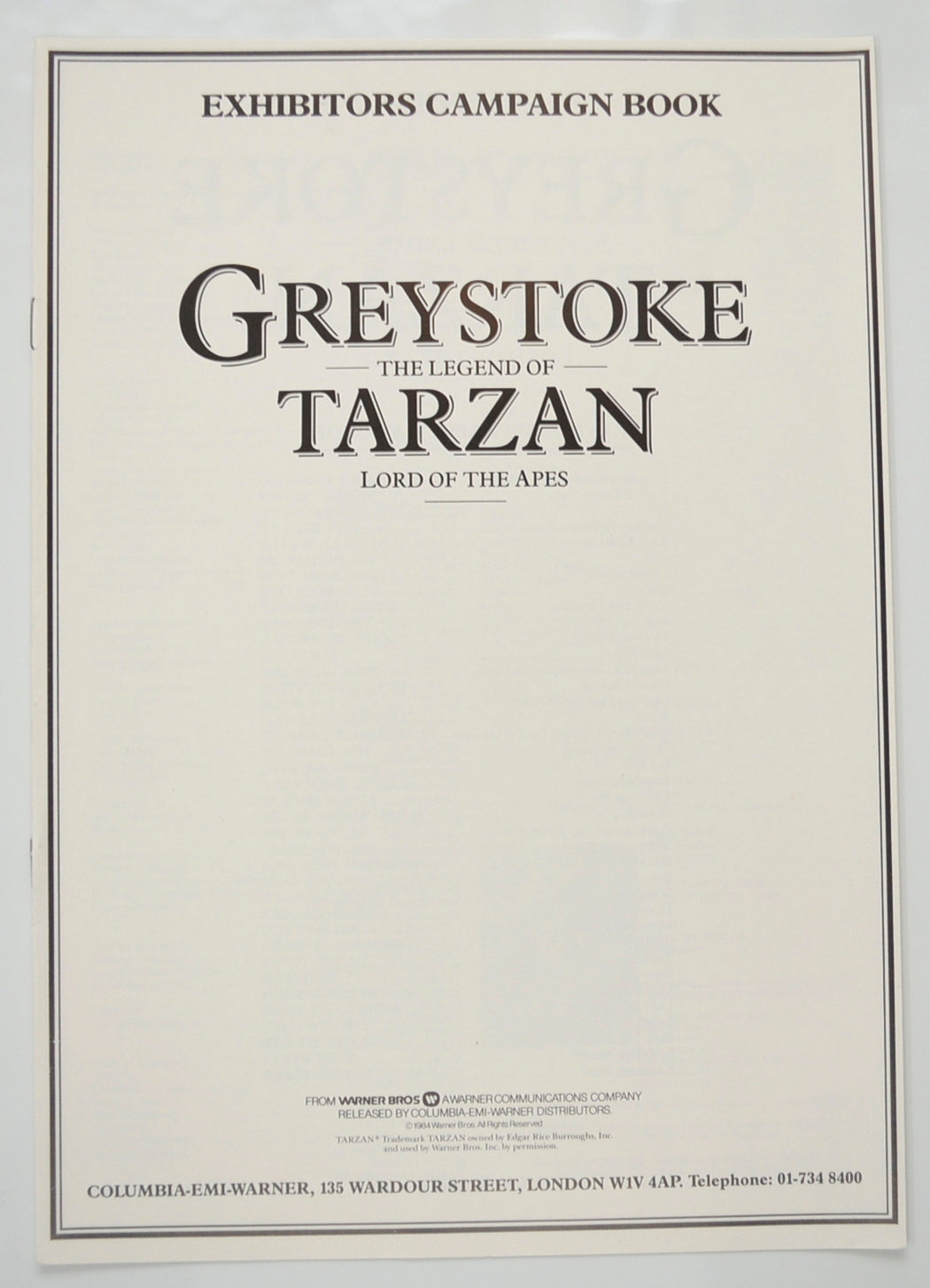 Greystoke : The Legend Of Tarzan Original 8 Page Cinema Exhibitors Campaign Pressbook (UK)