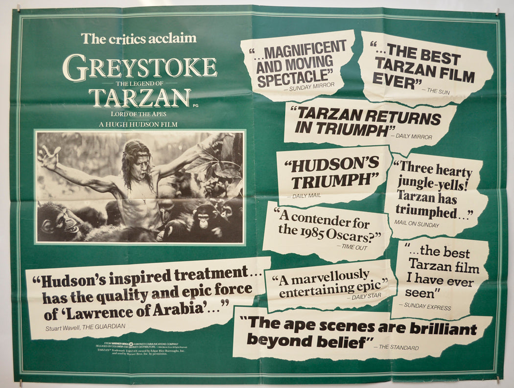 Greystoke : The Legend Of Tarzan (Reviews Version)  Original Quad Poster - Film Poster - Movie Poster