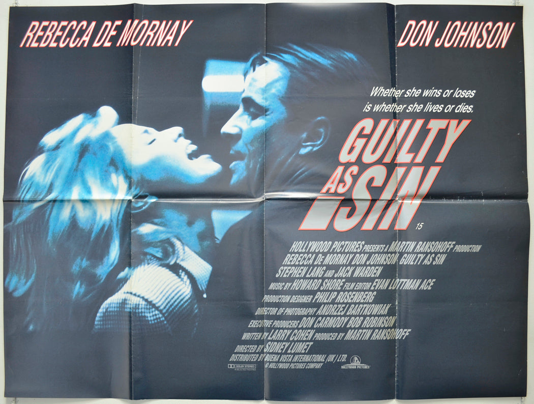 Guilty As Sin Original Quad Poster - Film Poster - Movie Poster  