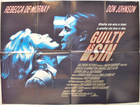 Guilty As Sin Original Quad Poster - Film Poster - Movie Poster