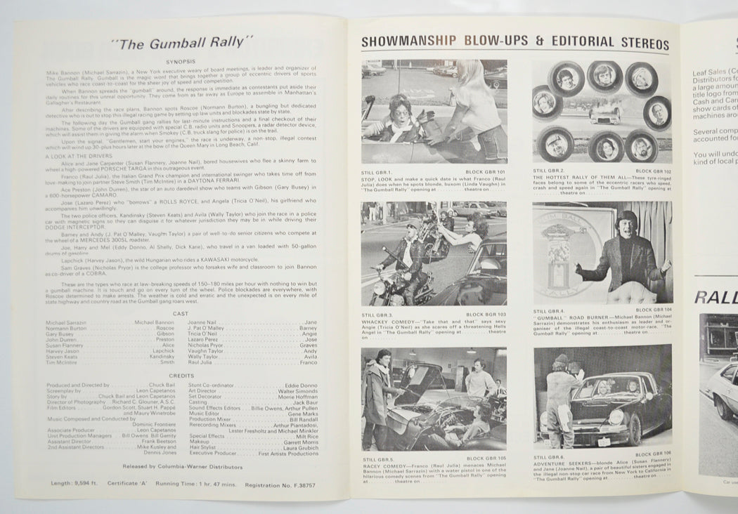 THE GUMBALL RALLY Cinema Exhibitors Campaign Pressbook - INSIDE 