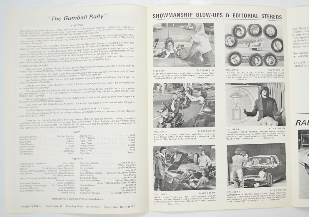 THE GUMBALL RALLY Cinema Exhibitors Campaign Pressbook - INSIDE 